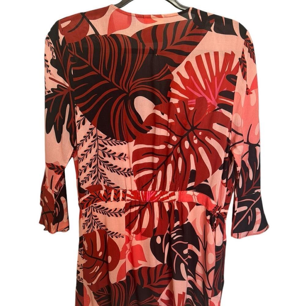 Farm Rio NWOT Bruxelles Dress Ruffles Wrapped Mini Orange Brown Size Medium - Picture 9 of 12